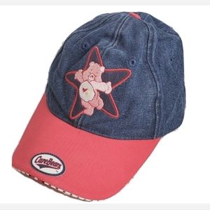 Care Bears denim cap, red & blue jeans hat w Love A Lot Bear Collectible…